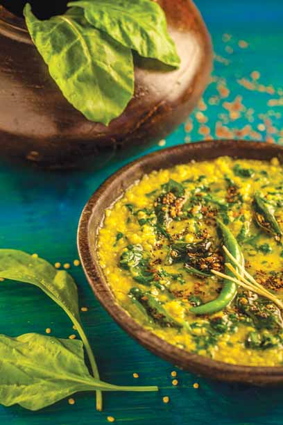 Split Green Gram with Spinach.